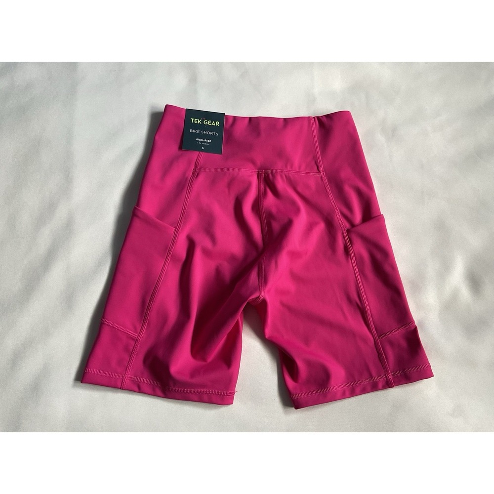 Tek Gear Women's 7" Ultrastretch Pink High-Waisted Bike Shorts Size S - Picture 2 of 6